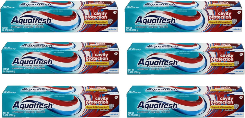Aquafresh Cavity Protection Tube Cool Mint, 5.6 Ounce (Pack of 6)