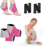 2 Pairs Kids Ankle Brace Set, Children Foot Support Stabilizer Wraps Protector Guard, Ankle Support Elastic Kids Compression Socks, for Plantar Fasciitis, Swelling, Injury Recovery (Pink, Small)
