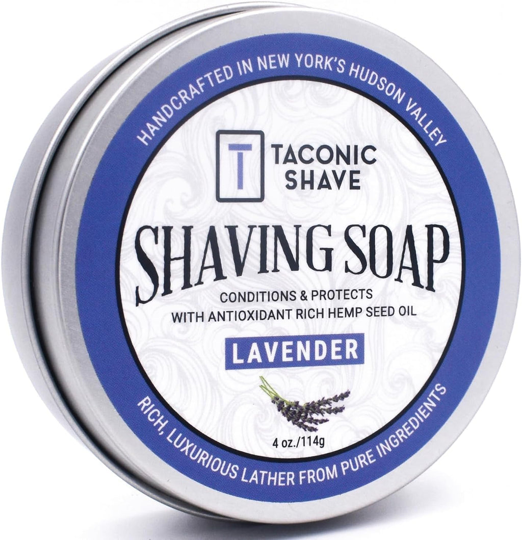 Taconic Shave Lavender Scent Shaving Soap – Calming Floral Aroma – Barbershop Quality Lather Puck with Natural Oils – Soothing & Moisturizing – Handmade in USA