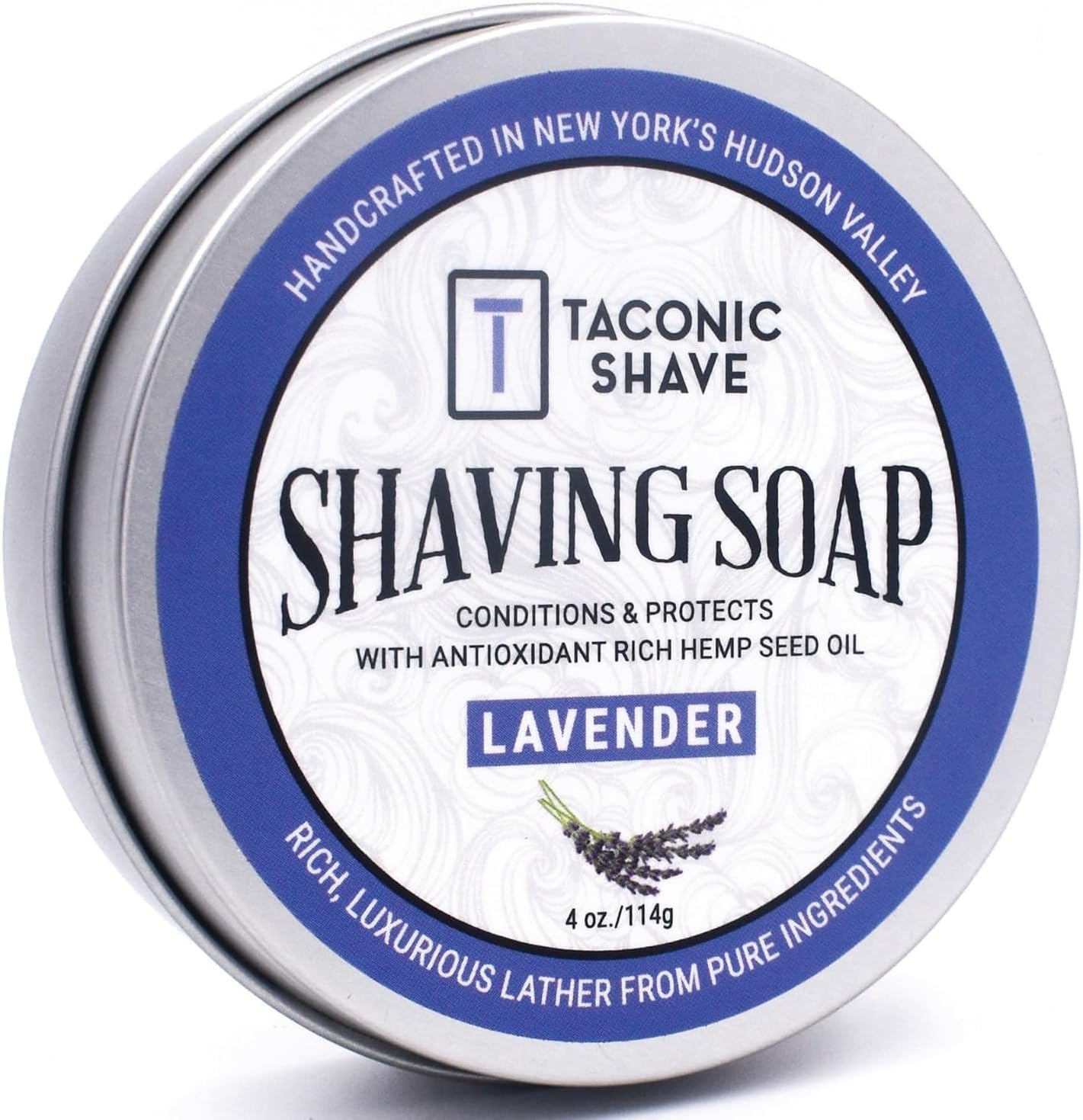 Taconic Shave Lavender Scent Shaving Soap – Calming Floral Aroma – Barbershop Quality Lather Puck with Natural Oils – Soothing & Moisturizing – Handmade in USA