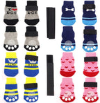 4 Pairs Anti-Slip Dog Socks and Cat Socks with Rubber Reinforcement and 8 Small Straps, Indoor Wear Pet Paw Protector for Hardwood Floors Cat Dogs. Style 3 (S)