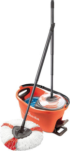 Vileda Turbo EasyWring & Clean Complete Set, Mop and Bucket with Power Spinner, Coral