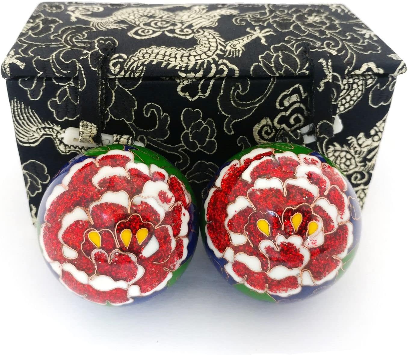 Top Chi Premium Peony Baoding Balls. Chiming Chinese Health Balls for Hand Therapy, Exercise, and Stress Relief (Medium 1.6 Inch)