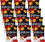 Popchips Potato Chips, BBQ, 12ct Single Serve 0.8oz Bags, Low-Calorie and Gluten Free, Salty Snacks for Adults and Children, Non-GMO, Vegan & Kosher Friendly, 100 Calories Per Bag
