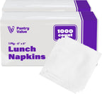 Pantry Value [1000 Count - 6x6 Inch folded] 1-ply White Lunch Napkins - Disposable Absorbent Paper Napkins for Everyday use, Events, Parties (12x12 Inch unfolded)