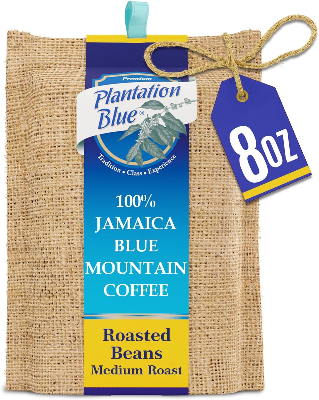 Plantation Blue 100% Blue Mountain Coffee Medium Roast Whole Beans from Jamaica (8oz)