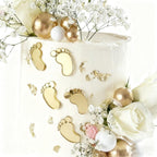 3 Pairs Baby Feet Cake Decoration, Gold Acrylic Welcome Baby Feet Cake Topper for Baby Shower Gender Reveal Birthday Party Supplies