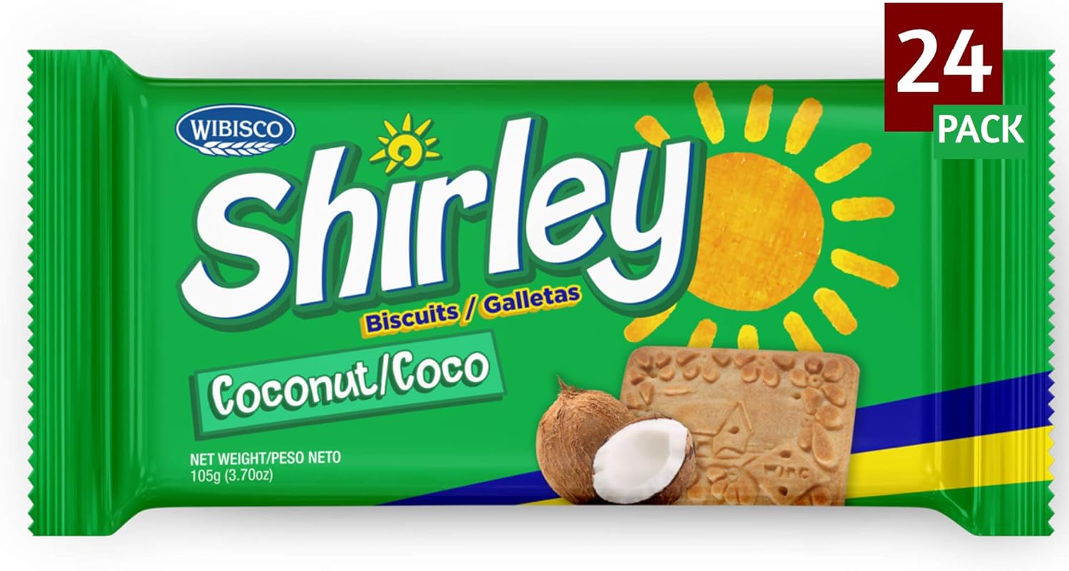 Wibisco Shirley Biscuits, Coconut, 3.7, Coconut 3.7 Ounce (Pack of 24)