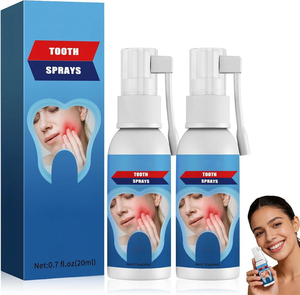 2Pack Tooth Relief for Adults Spray - Soothes Gum Fast, Improves Dryness, Portable Oral Care for Adults, Freshens Breath, Mint & Chamomile Formula