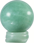 mookaitedecor Natural Green Aventurine Crystal Ball (40mm) with Stand, Polished Stone Sphere Sculpture Figurine for Fengshui Display Divination Home Decoration