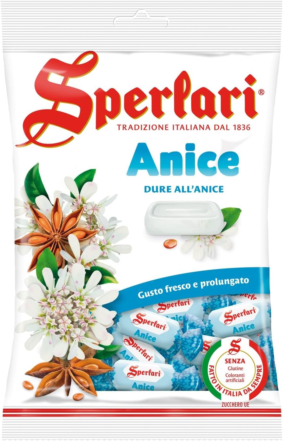 Sperlari Anise Hard Candy Bag, Individually Wrapped Italian Sweets, 200 gr / 7.05 Ounce Bag (1-Pack)