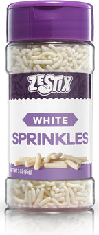 White Sprinkles 3 oz Bottle | Jimmies Sprinkles for Cake Decorating | Dessert Topping for Baking, Cupcakes, Cookies, Ice Cream, Holidays & Wedding Parties