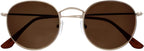 OPULIZE SOL Reading Sunglasses for Women Men,Tinted Lens with UV400 Protection,Scratch Resistant Round Metal frame with Spring Hinges, Matt Gold With Dark Brown Tips +2.5 (Pack of 1)