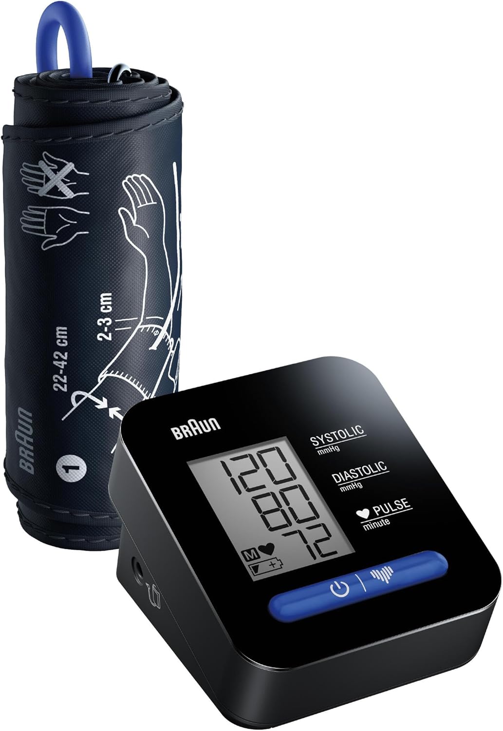 Braun ExactFit 1 Upper Arm Digital Blood Pressure Monitor with Adjustable BP Cuff for Home Use, Simple One Button Operation for at Home Blood Pressure Monitoring, Large Easy to Read Display, BUA5000