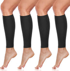 SATINIOR 4 Pairs Calf Compression Sleeve Leg Compression Sock Calf and Shin Support Relieve Calf Pain for Men Women Youth for Running, Cycling, Walking Black, Large