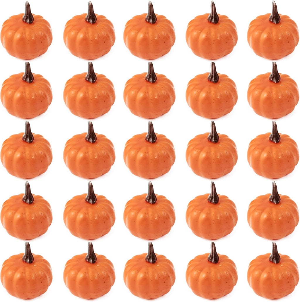 ROYHOO 20PCS Mini Artificial Pumpkins, Fall Harvest Simulation Pumpkins Decor Fake Fruit Home Decor for Halloween Thanksgiving Party Decorations (Orange)