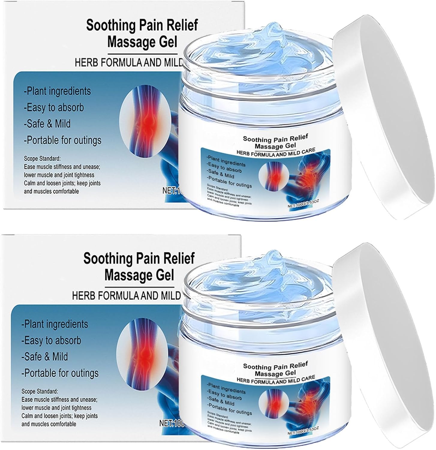 Joint Relief Cream Natural Herbal Ointment, Soothing Pain Relief Massage Gel – Body Care with Natural Extracts for Back, Shoulder, Knee & Muscle Comfort, Non-Greasy 3.53 oz (2)
