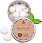 SuperBee Dentos Toothpaste Tablets, 14 Tabs, Fluoride Free & Eco Friendly, Travel Mouthwash Tablets, Sensitive Bites Kids Adults, Chewable Tablet, Spearmint