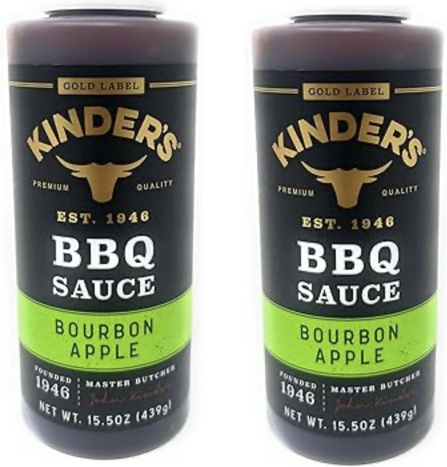 Kinder's Marinades, BBQ, Dipping & Wing Sauces - 2 bottles (Bourbon Apple BBQ 15.5oz)