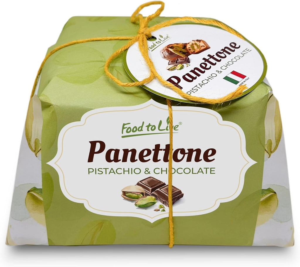 Italian Pistachio and Chocolate Panettone, Pack of 1 - Artisan Holiday Bread, Festive Dessert, Premium Gift, Traditional Baked Loaf, 750g (1.65 lb) x 1