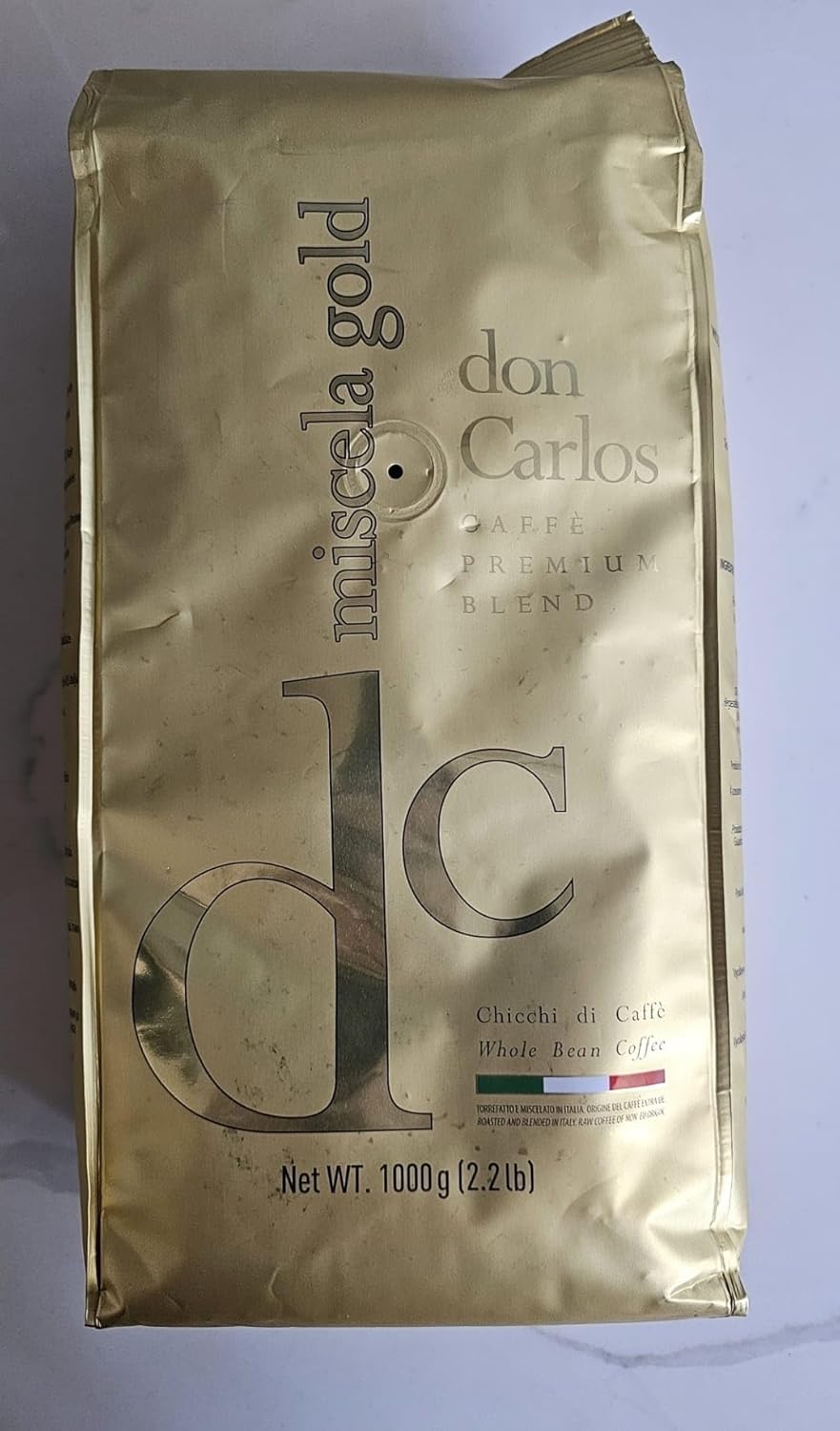 Don Carlos Premium Italian Roasted Whole Bean Coffee Blend, Miscela Gold, 2.2 Lbs