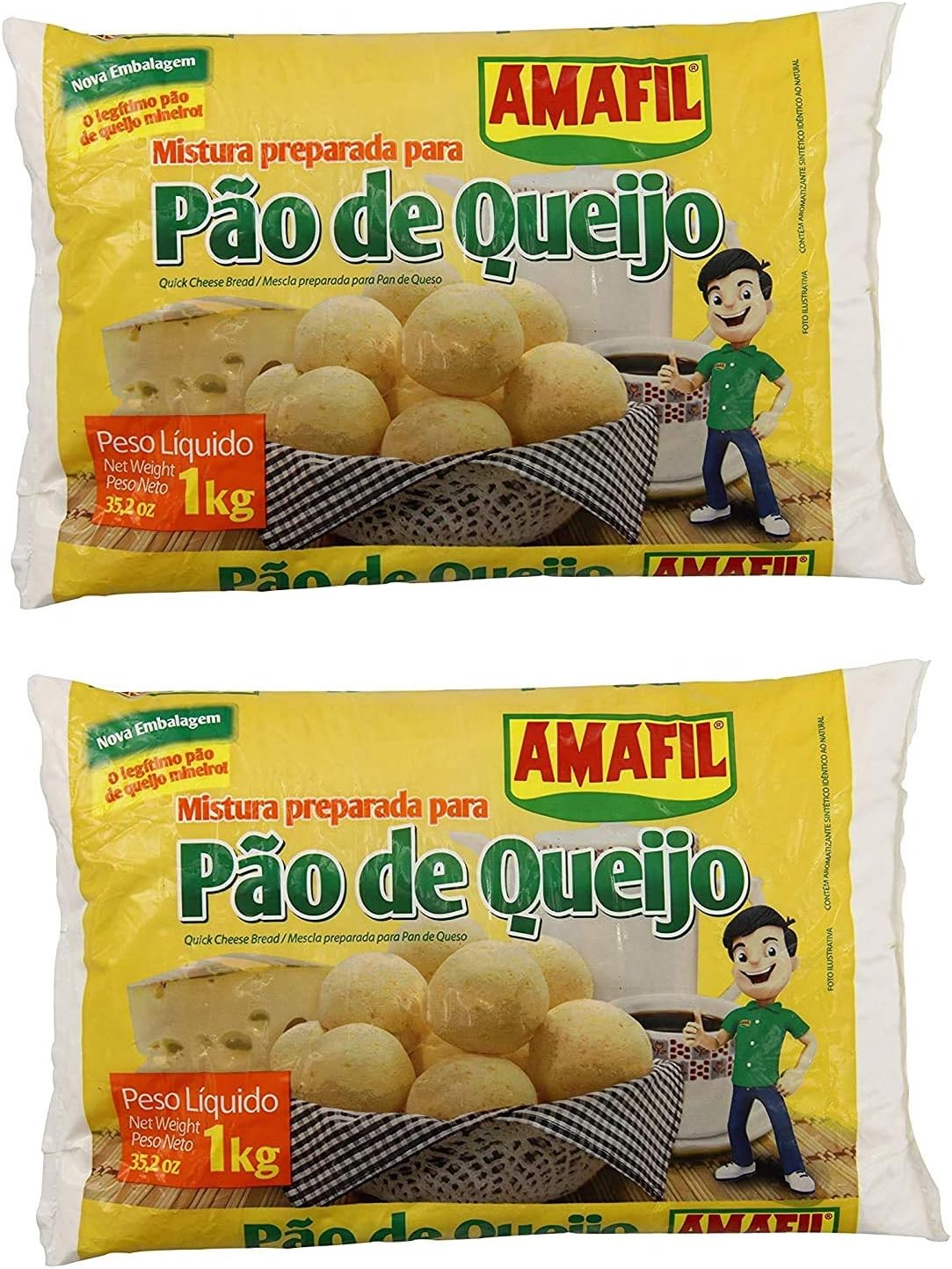 AMAFIL Mix for Cheese Bread 35.2 oz. - 2 Pack / Mistura Preparada para Pao de Queijo 1kg. - 2 Pack