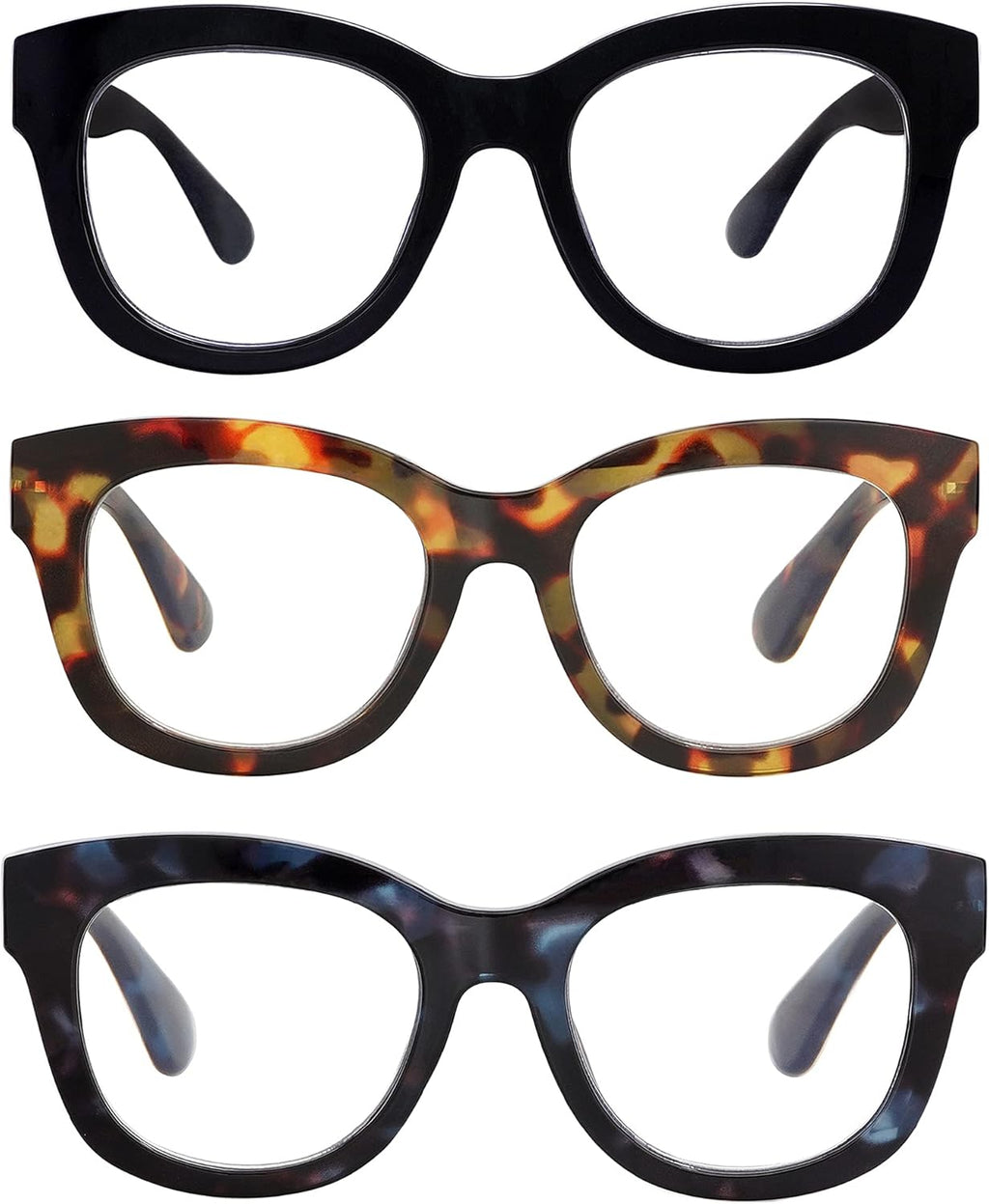 AMOMOMA Retro Oversized Reading Glasses for Women Blue Light Blocking Computer Readers Spring hinge AM6003