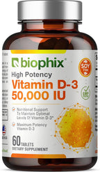 biophix Vitamin D-3 50000 IU 60 Tablets - High-Potency Supports Strong Bones Immune Health