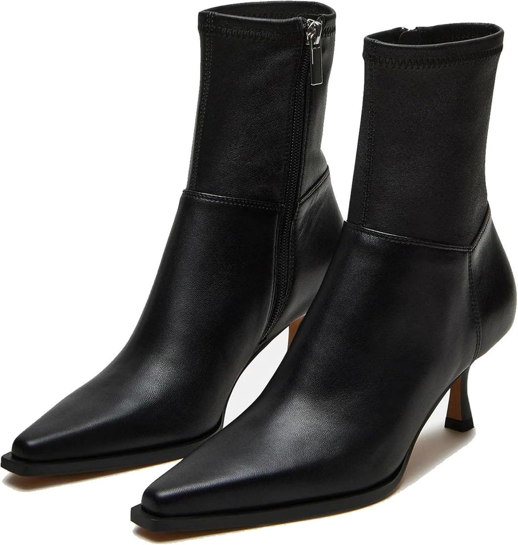 Womens Brown Suede Fall Boots with Side Zip, Ankle, Mid Calf, Pointed Toe, Kitten Heel, Dressy, Short Boots