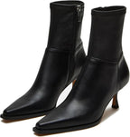 Womens Brown Suede Fall Boots with Side Zip, Ankle, Mid Calf, Pointed Toe, Kitten Heel, Dressy, Short Boots