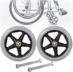 LIGUOYI 2 Pcs Wheelchair Front Caster, 6" 7" 8" Front Wheel & Solid Tyre, 2" (50 Mm) Hub Width, Wheel Replacement for Wheelchair, Replacement Rollator Accessories, Anti-Slip Rubber Wheel