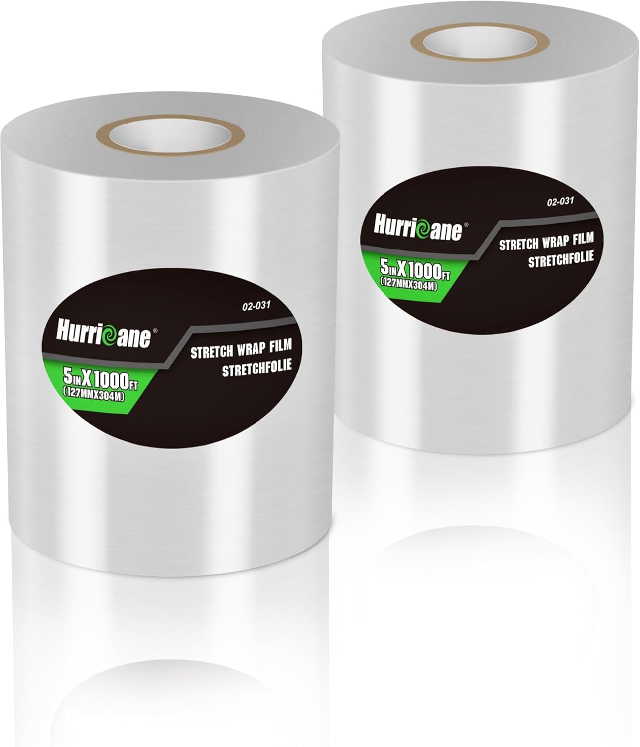 HURRICANE Stretch Wrap Film Refill Rolls, Clear Stretch Wrap Refill Roll, 2 Pack 80 Gauge Thick 5 inch 1000 ft, Clear Plastic Pallet Shrink Film, Stretch Plastic Wrap for Packing, Moving, Storage