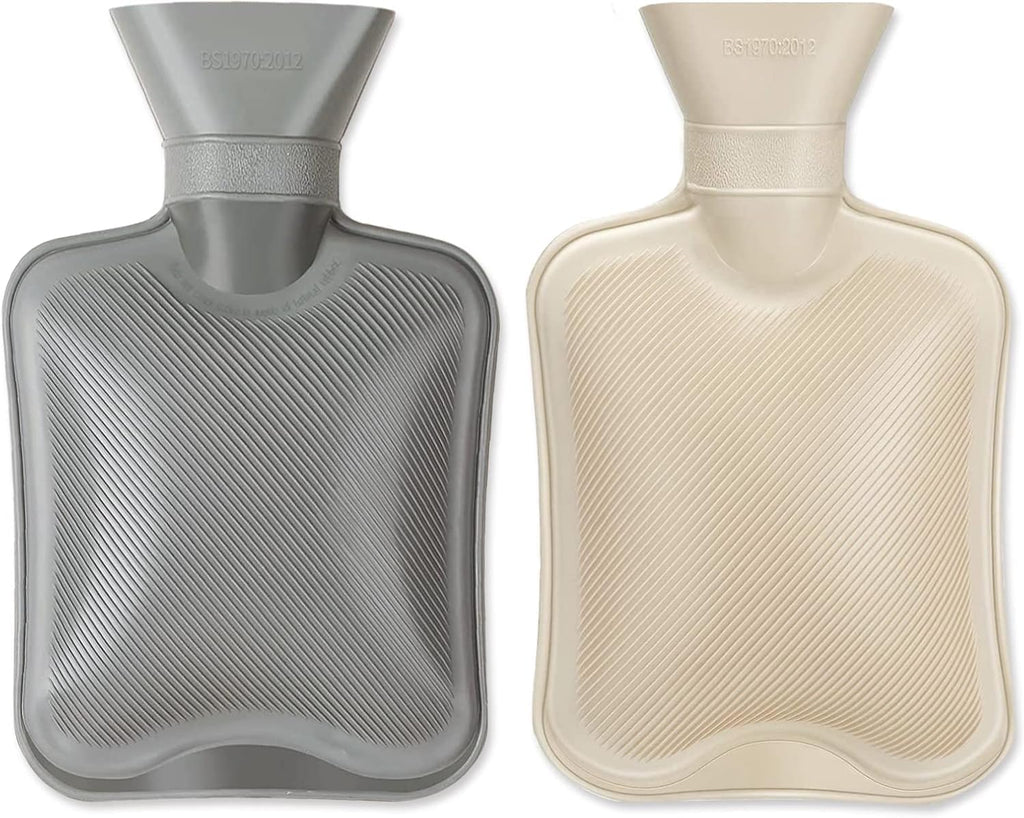 Hot Water Bottle Rubber 1 Liter 2Pcs, Cute Hot Water Bag for Pain Relief, Hand Feet Warmer