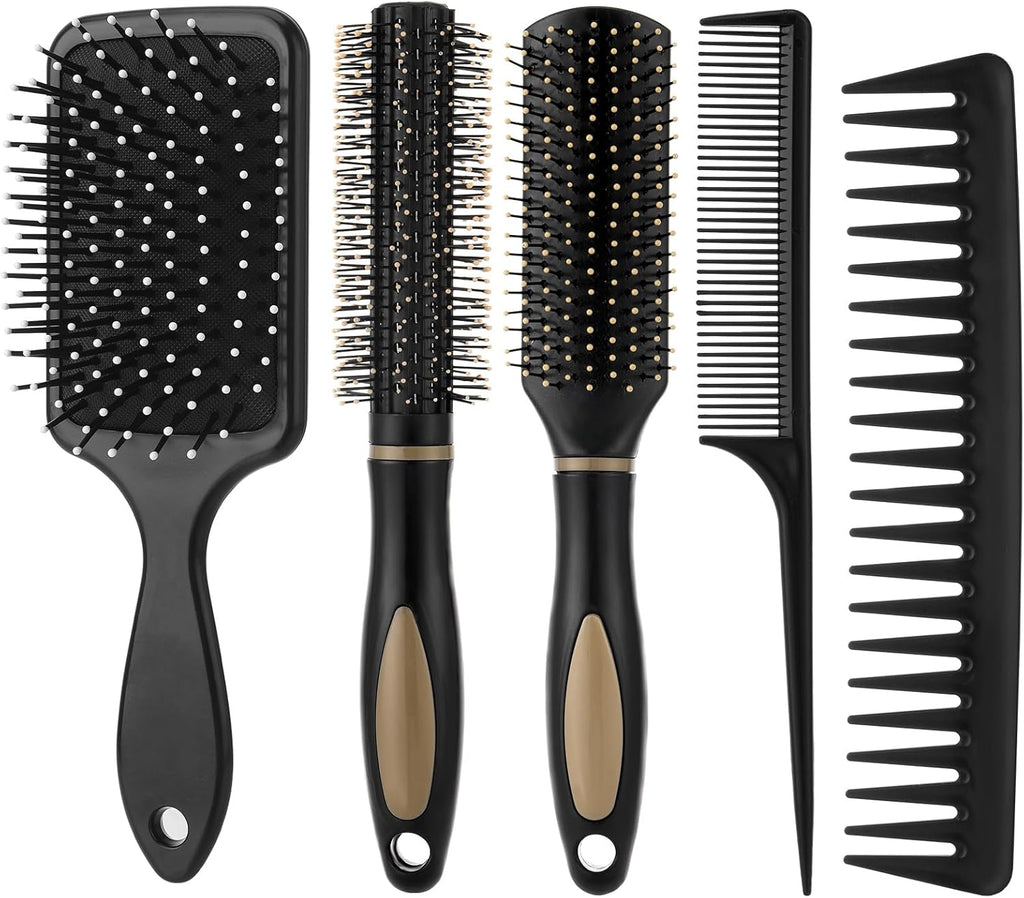 5Pcs Hair Brushes for Women Hair Comb Set Detangler Brush for Men and Women Wet, Dry, Curly and Straight Hair