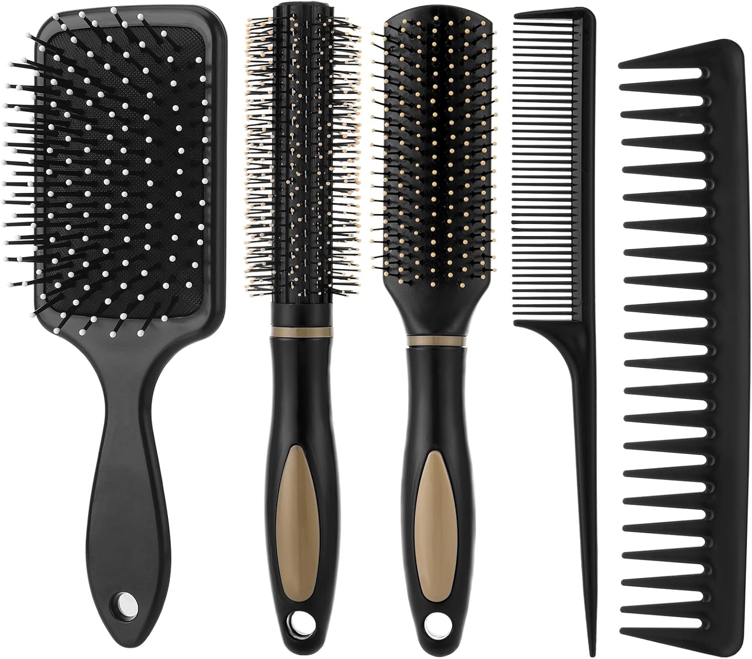 5Pcs Hair Brushes for Women Hair Comb Set Detangler Brush for Men and Women Wet, Dry, Curly and Straight Hair