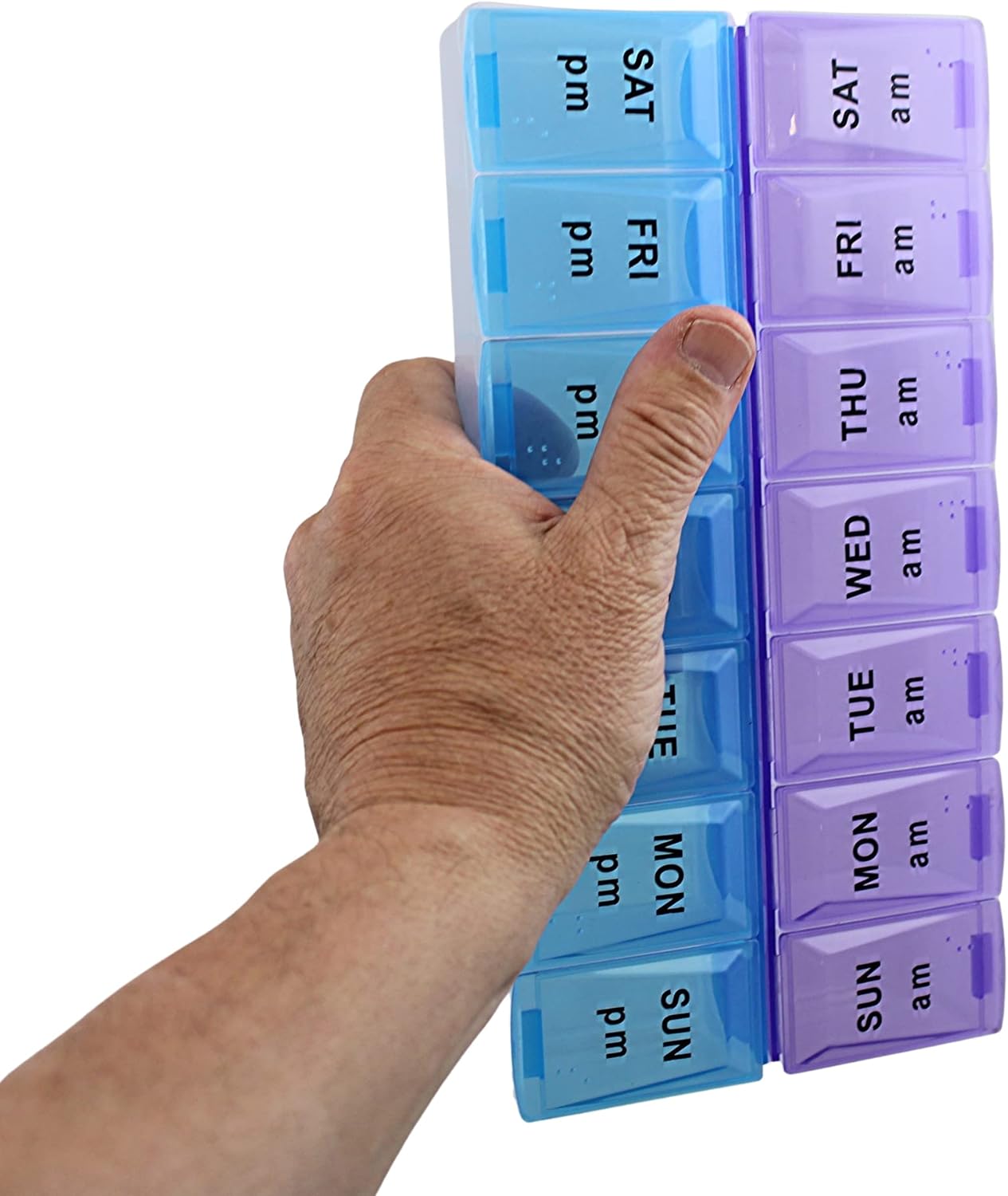 Jumbo Extra Large 9" x 4.75" Pill Organizer 7 Day 2 Times a Day Weekly Pill Box AM PM Pill Case, Pill Container Vitamin Case Twice a Day Morning Bedtime