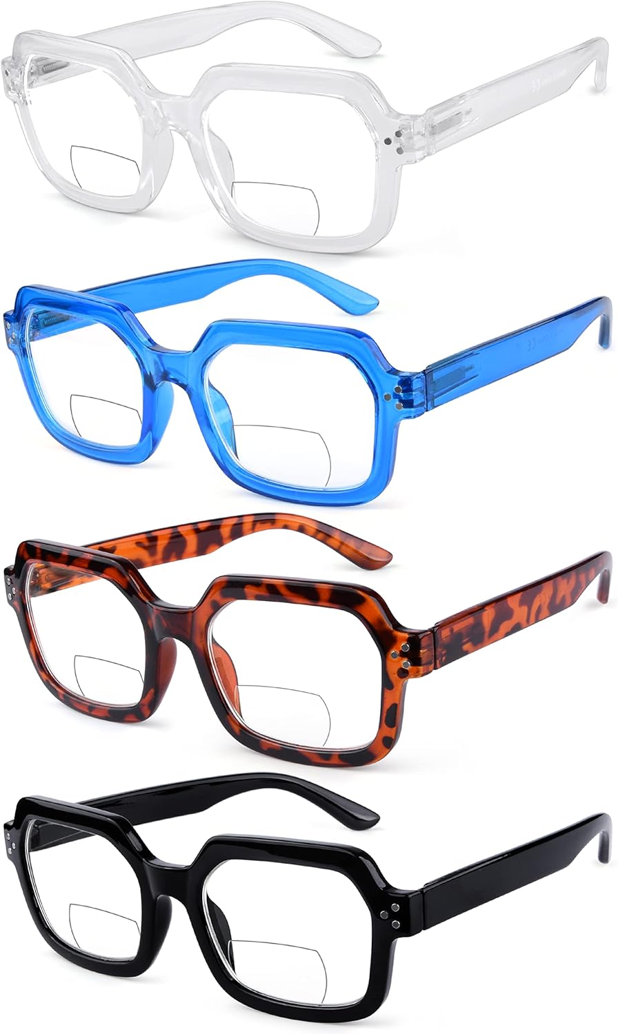 Eyekepper 4-pack Bifocal Reading Glasses for Women Large Frame Bi-focal Readers