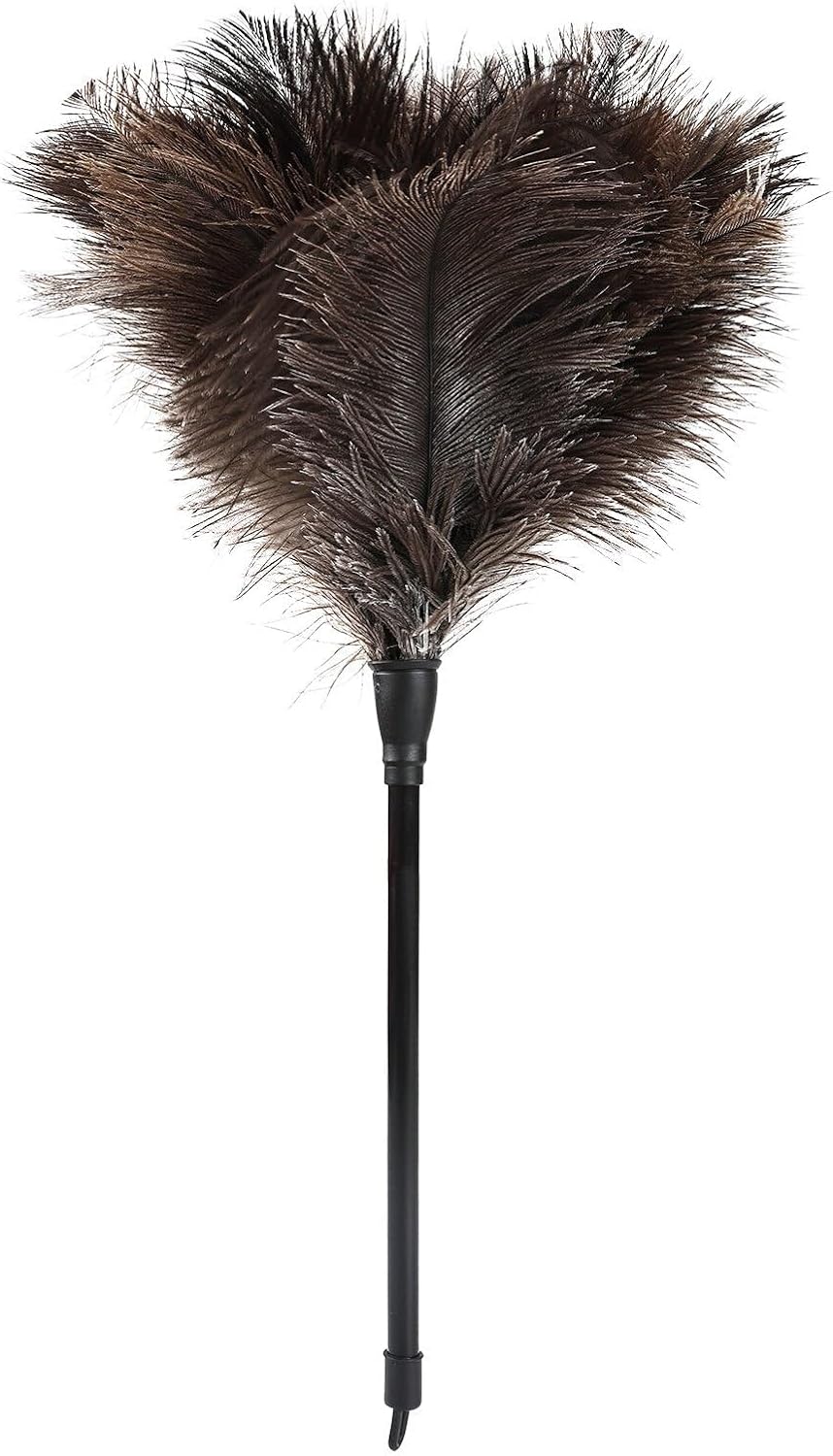 Natural Ostrich Feather Duster 14.9 inch Fluffy Mini Dusters with Plastic Handheld for Cleaning Car Keyboard Office 1 Pcs