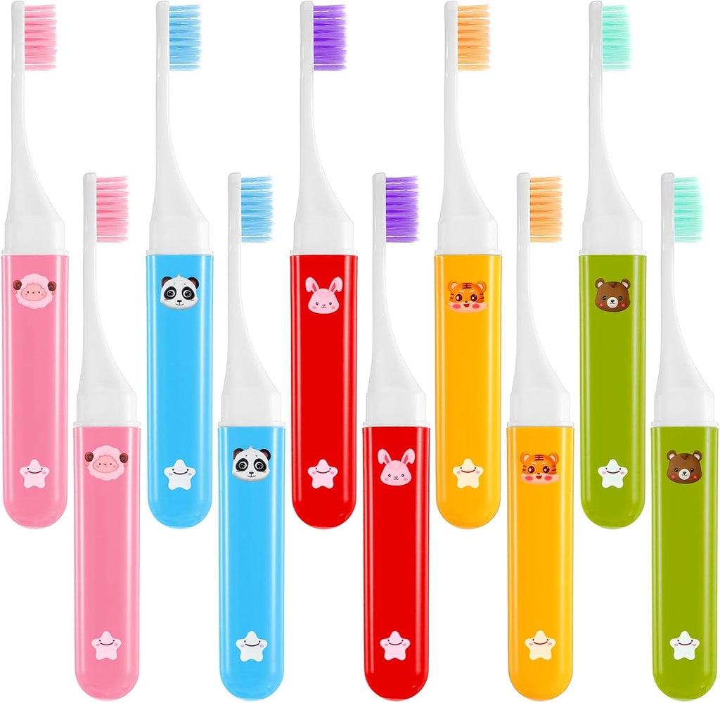 10 Pack Travel Toothbrushes Mini Travel Toothbrush Foldable Toothbrush Camping Pocket Mini Tooth Brush for Home School Business Trip Hiking Individually Wrapped(5 Color