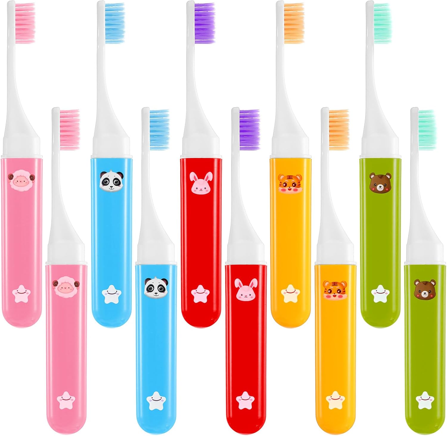 10 Pack Travel Toothbrushes Mini Travel Toothbrush Foldable Toothbrush Camping Pocket Mini Tooth Brush for Home School Business Trip Hiking Individually Wrapped(5 Color