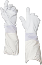 Beekeeping Gloves – Premium Goatskin Leather Bee Gloves with Breathable Vent and Long Canvas Sleeve, Protective Gear for Beekeepers (L)