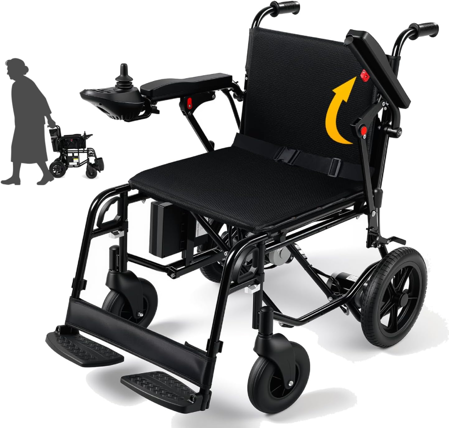 Foldable Electric Wheelchair for Adults Senior Support 265 LBS, Dual Peak 650W Motors Mzotorized Wheelchair, 240Wh Removable Li Battery, Airline-Approved Travel Chair 5-Speed Control - FDA