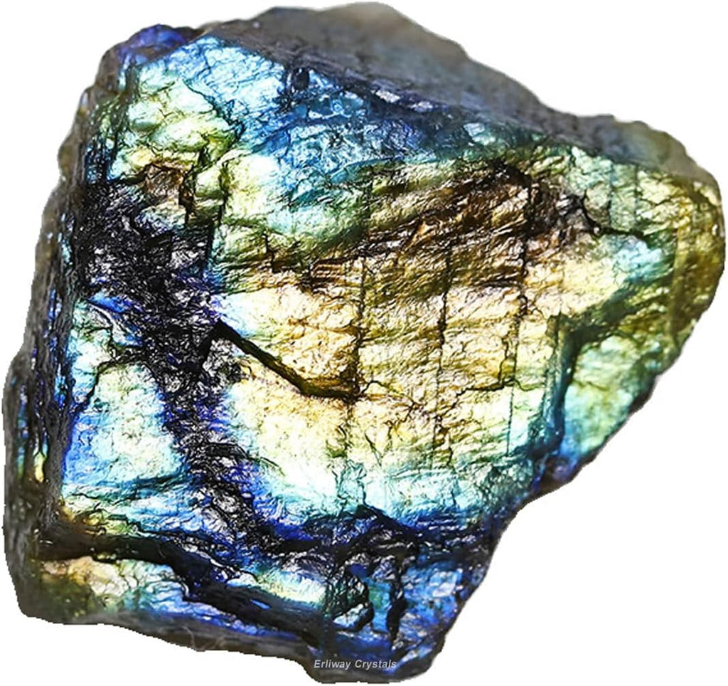 Erliway 1PC Large Raw Labradorite Crystal Stone, 0.22-0.44 lbs Labradorite Natural Rough Stones for Cabbing,Tumbling, Polishing, Healing Reiki Meditation, Fountain Rocks, Home Decoration