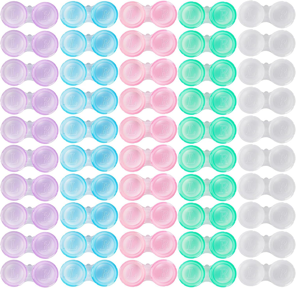 50 Pack Contact Lens Cases, Transparent Contact Cases Bulk in 5 colors, Cute Contact Lenses Case Leak-proof, Eye Contact Case for Home and Travel