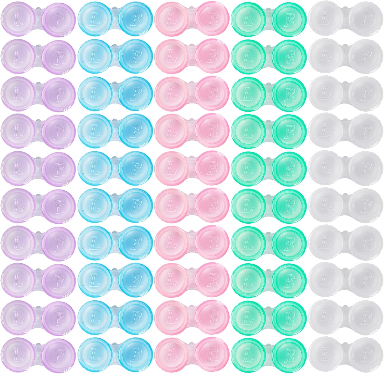 50 Pack Contact Lens Cases, Transparent Contact Cases Bulk in 5 colors, Cute Contact Lenses Case Leak-proof, Eye Contact Case for Home and Travel