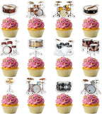 12PCS Drum Set Cake Toppers Music Themed Party Cake Decors Birthday Baby Shower Cupcake Topper Party Supplies