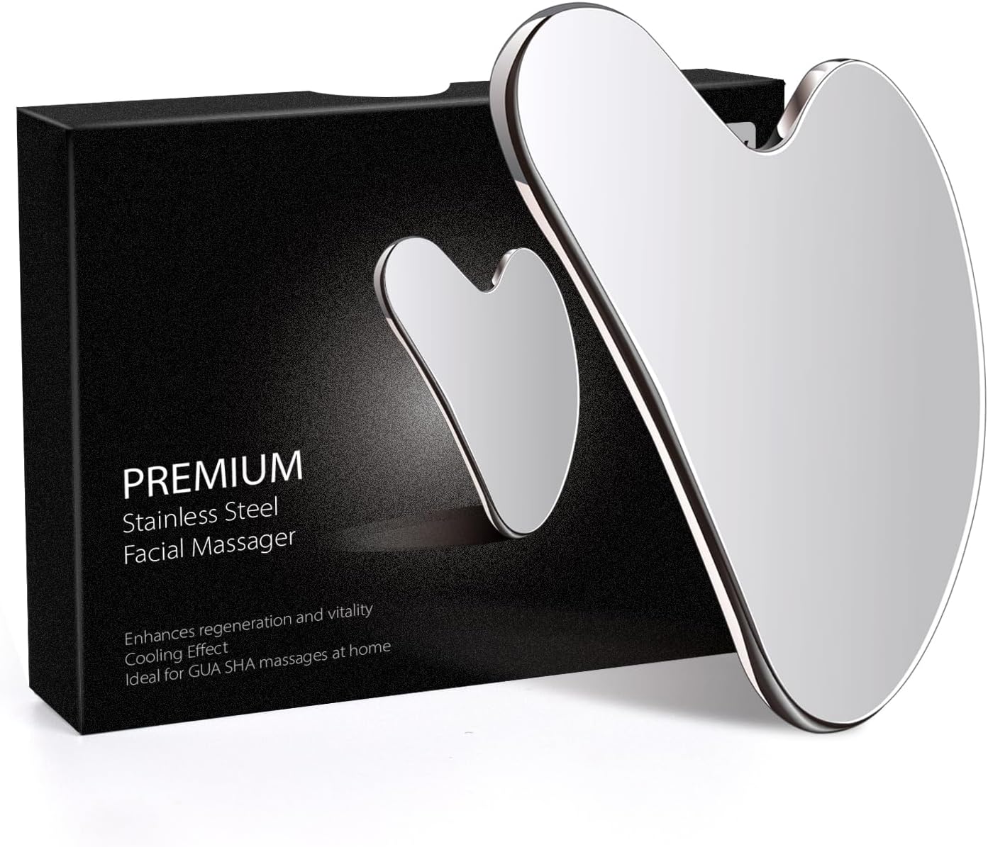 Daubigny Stainless Steel Gua Sha Facial Tools Guasha for Face Metal Gua Sha Tighten Skin Massage Guasha Beauty Tool for Body Eyes Neck Massager with Travel Pouch Skin Care Gifts (Silver)