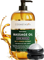 Cosmetasa Massage Oil for Sore Muscle Massage Therapy with Roller - All Natural, Cruelty-Free Massage Oils for Muscle Relaxing & Joint Comfort - Arnica Extract with Lavender & Chamomile Oil (8.8 oz)