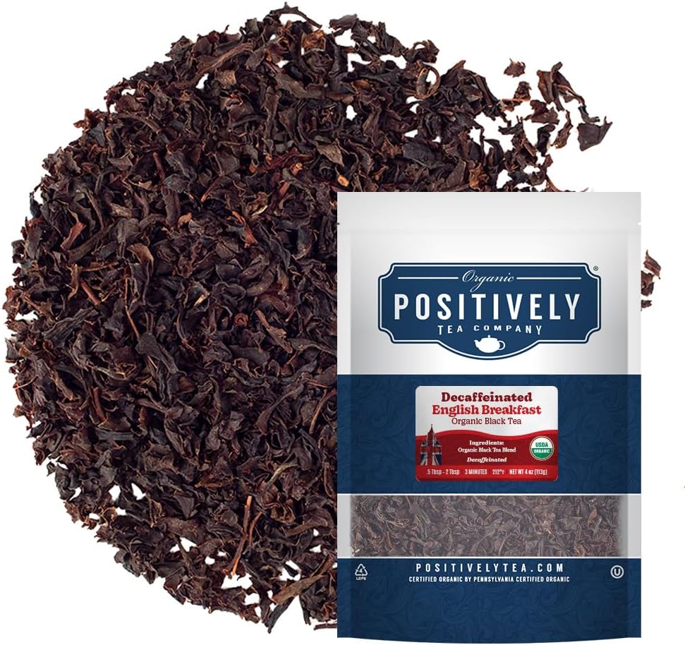 Organic Positively Tea Company, Decaf English Breakfast, Loose Leaf, 4 Ounce