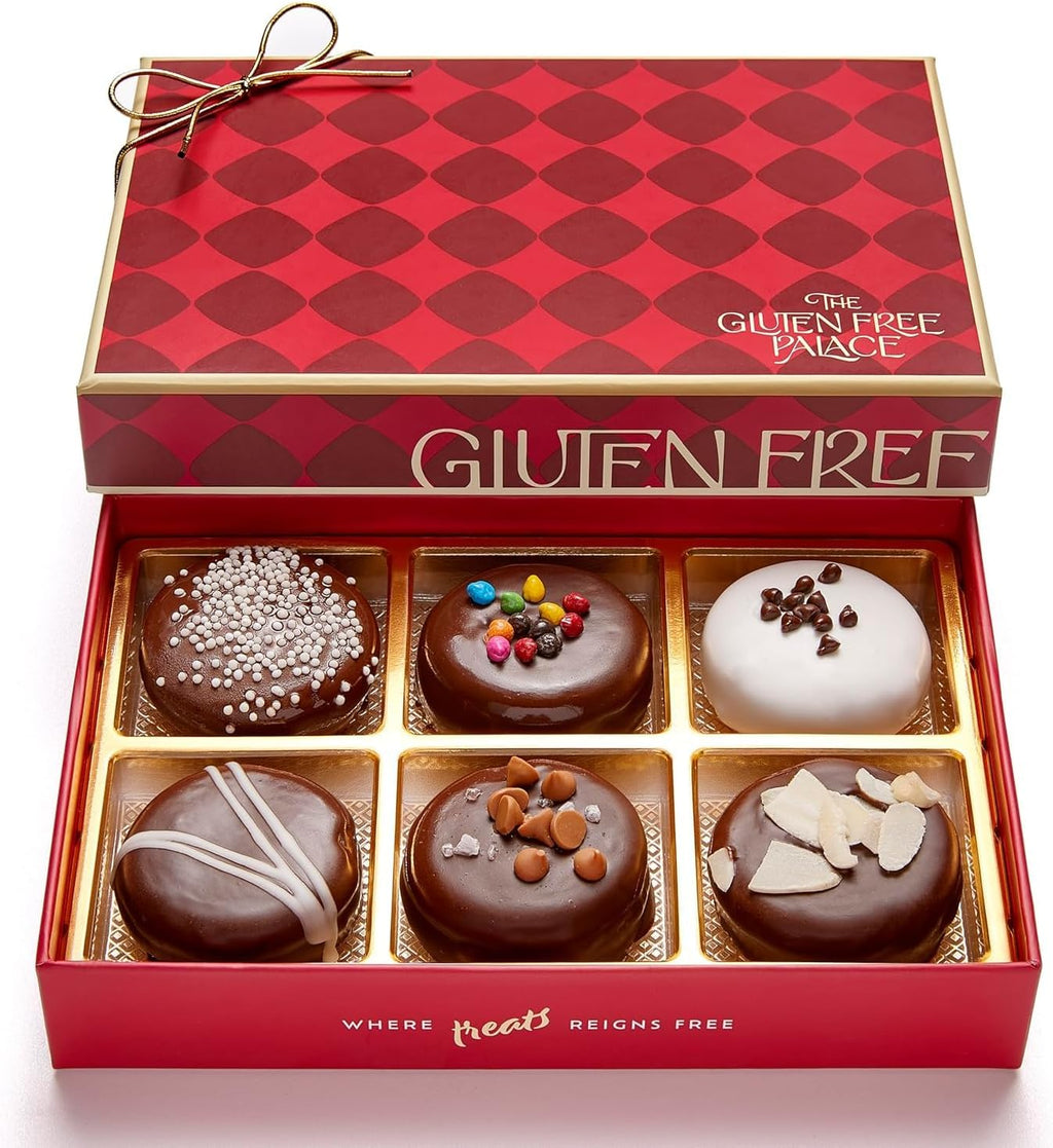 Gluten Free Palace Gourmet Cookie Gift Basket – Vegan Gluten Free Father's Day Chocolate Covered Cookies – Congratulation Chocolate Cookie Gift Basket for Graduation & Students – Sweet Gift Idea for Birthday, Thank You & Anniversary (6 Count)
